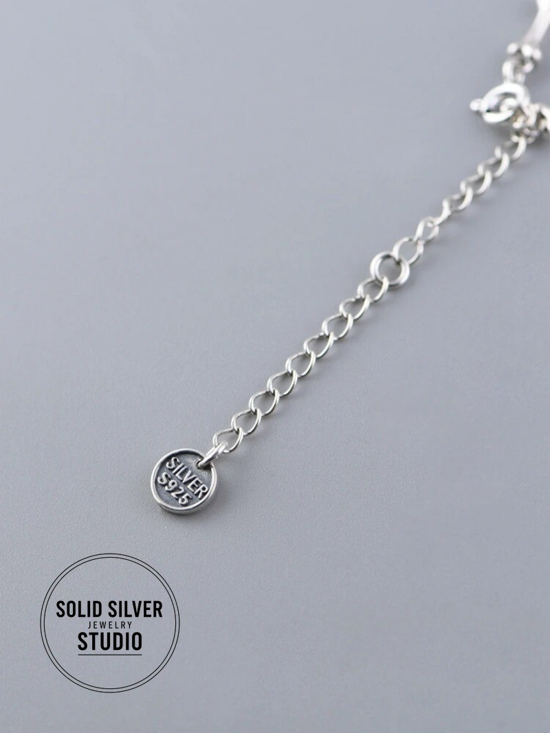 S925 Authentic Sterling Silver Skull&Bone Link Chain Punk Gothic Biker Necklace