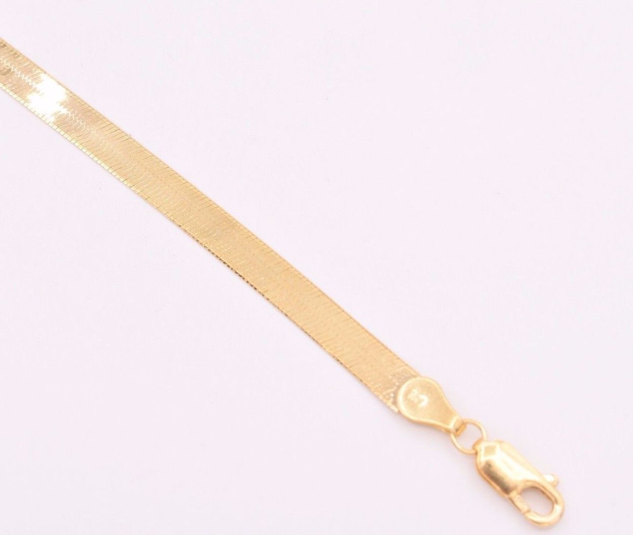 5.00mm High Polish Herringbone Bracelet Real Solid 14K Yellow Gold 7″