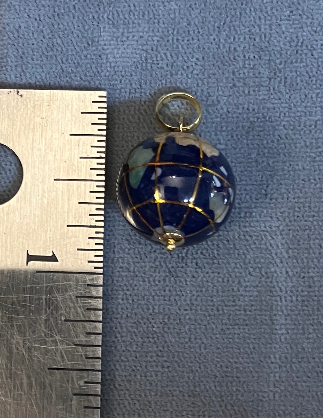 Vintage Michael Anthony 14k Gold Globe & Lapiz Lazuli Inlay Unique World Pendant