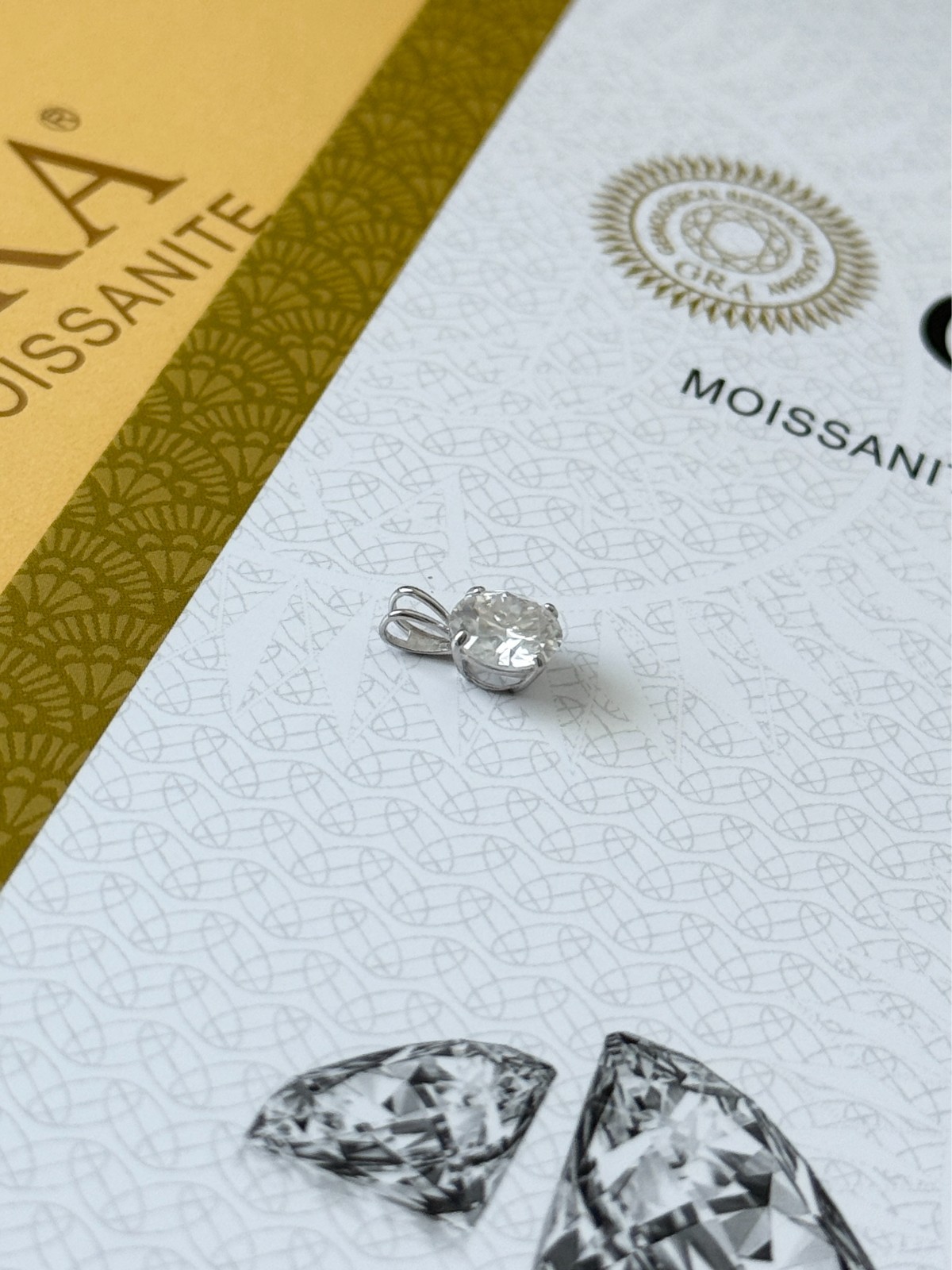 14K White Gold Round GRA Moissanite Pendant For Necklace 1.20ctw