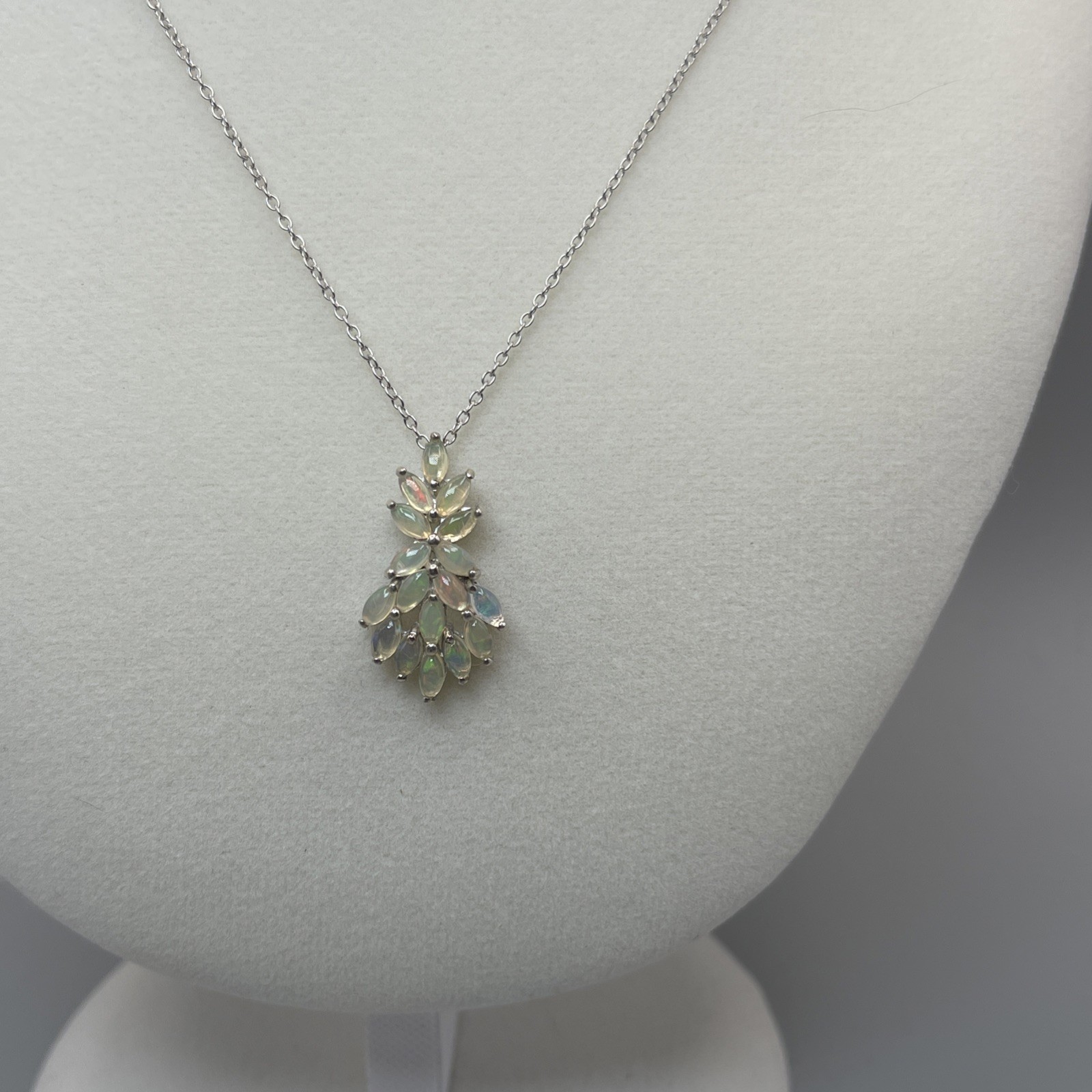 Marquise Ethiopian Opal Sterling Silver Pendant Prong Set w/ 18” Chain, 1.53ctw