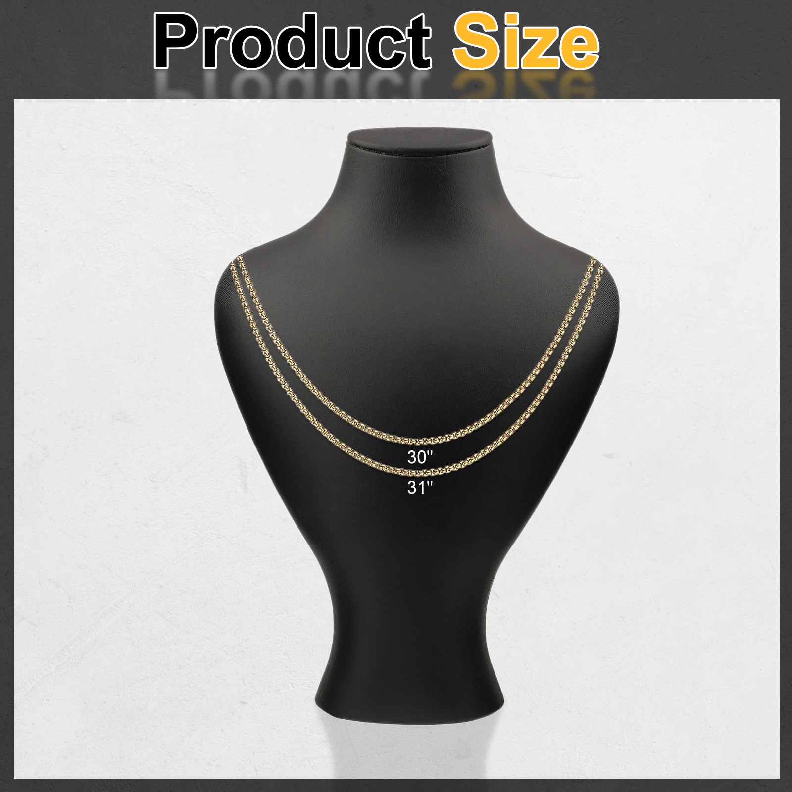 Square Chain Necklaces 2mm 31 Inch Long Round Box Necklace, Gold