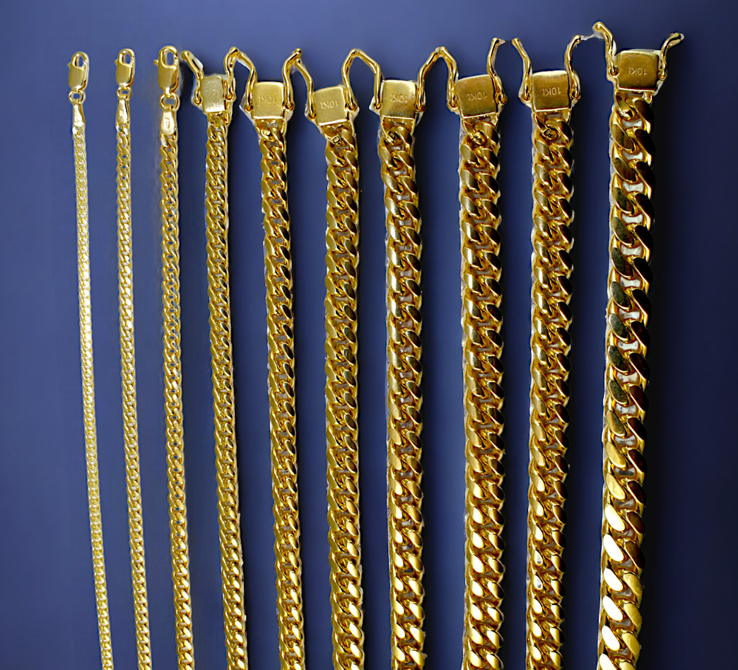 10K Yellow Gold SOLID Miami Cuban Link Necklace Bracelet Chain 2.5mm-11mm 7″-30″