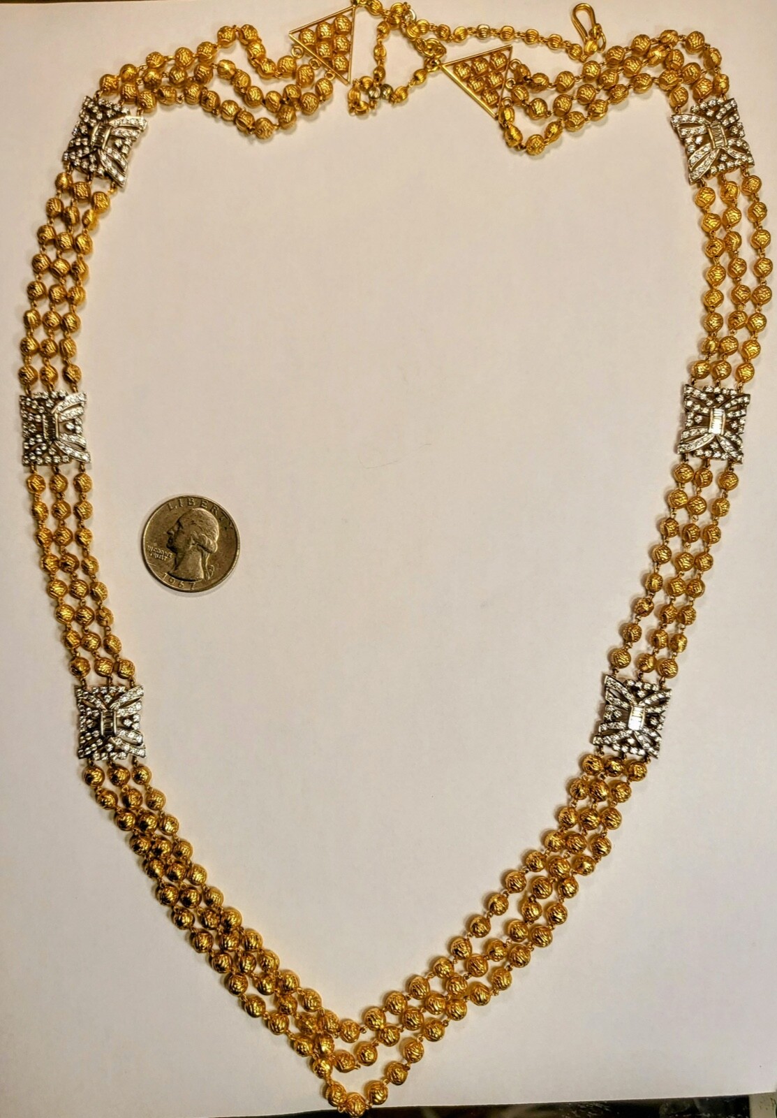 18K Gold Multi-strand Diamond Necklace/Diamonds 3.84 Carats/Weight 96.4 grams