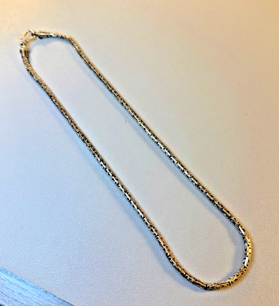 Vintage 925 Sterling Silver Round Byzantine Chain Necklace 18″ Heavy 26g S-Hook