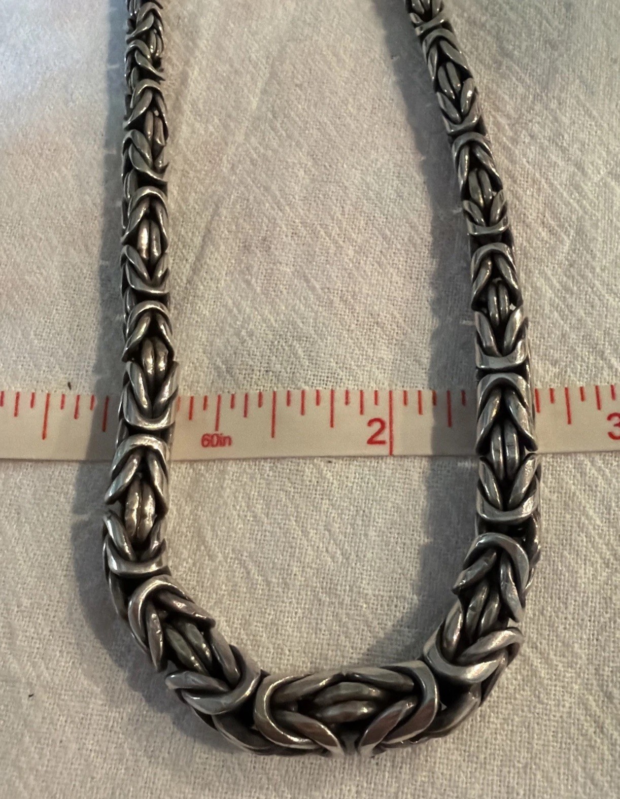Sterling Silver Byzantine Link 17.5” Necklace 57 Gr Thick