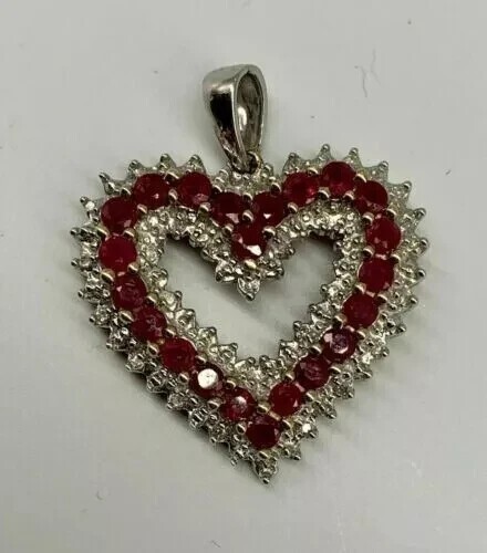 2.50Ct Round Lab Created Red Garnet Heart Style Pendant 14K White Gold Plated