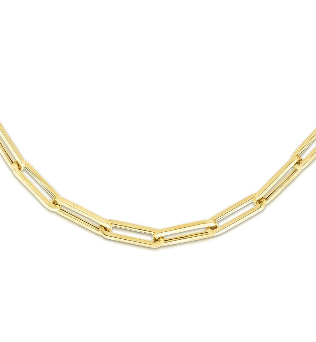 14k Yellow Gold Lite PAPERCLIP Link Long Chain Necklace 30 Inch 13 grams 6.1MM