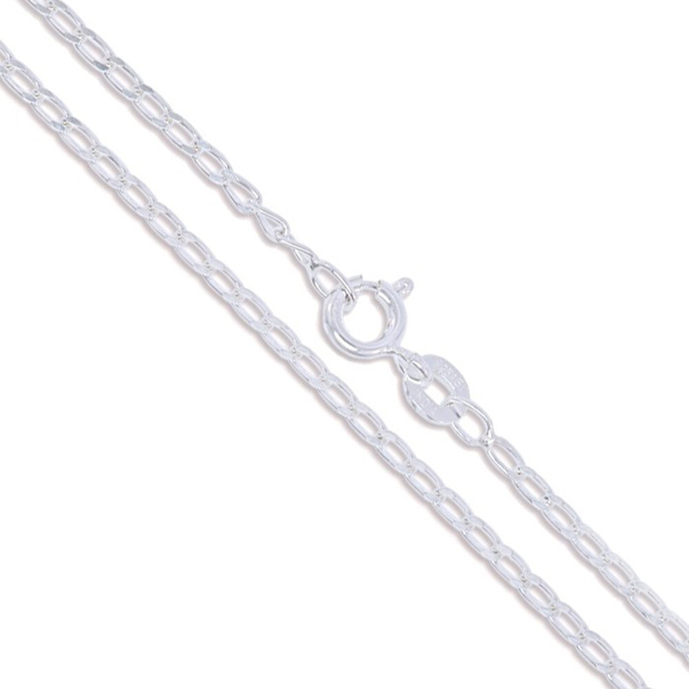 Sterling Silver Long Curb Chain 2mm Soild 925 Unique Italian Link Necklace