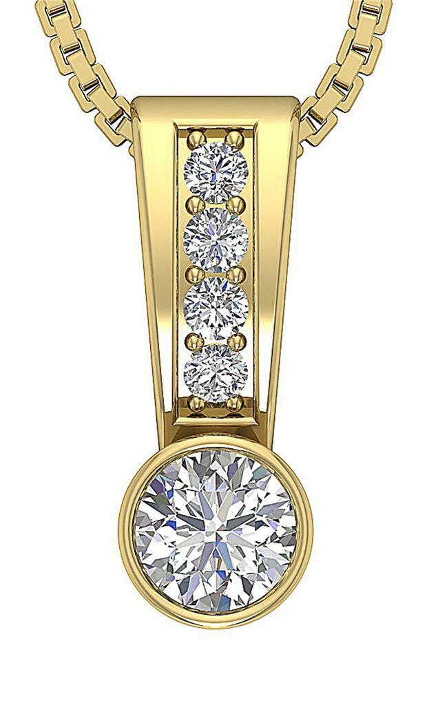 Fashion Pendant Necklace SI1 G 0.40 Carat Round Cut Diamond 14K Yellow Gold