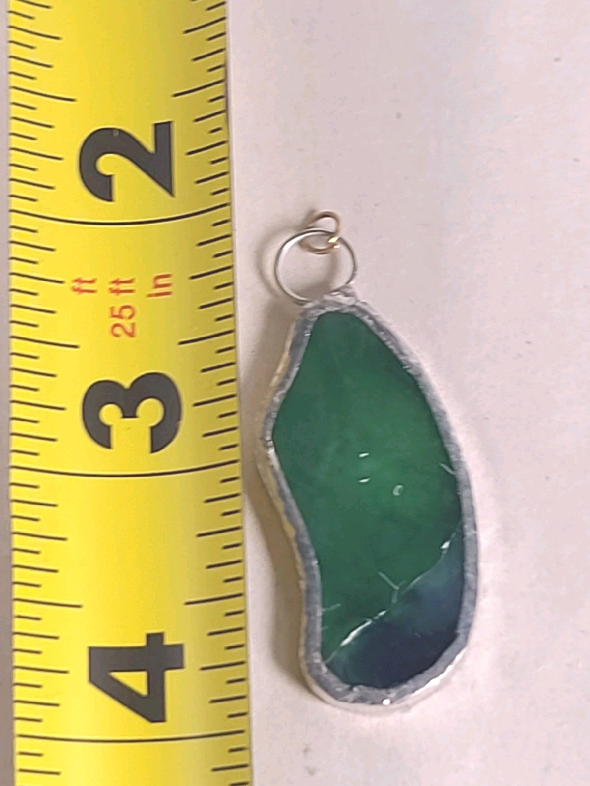 Vintage Glass Green & Blue Sea Glass Sterling Silver Dangle Pendant Handmade