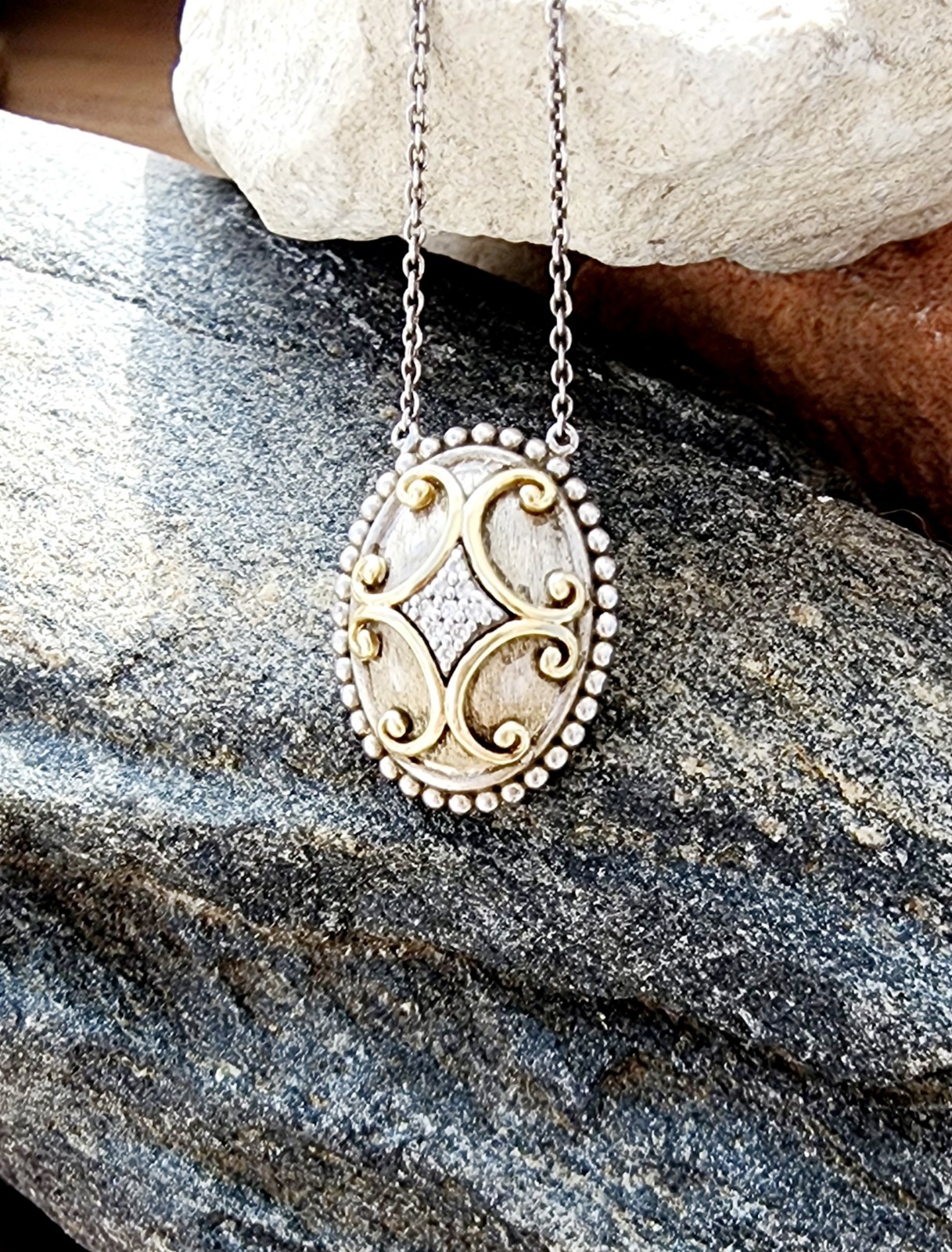 Jude Frances Beautiful Diamond Center Necklace 18kt and 925