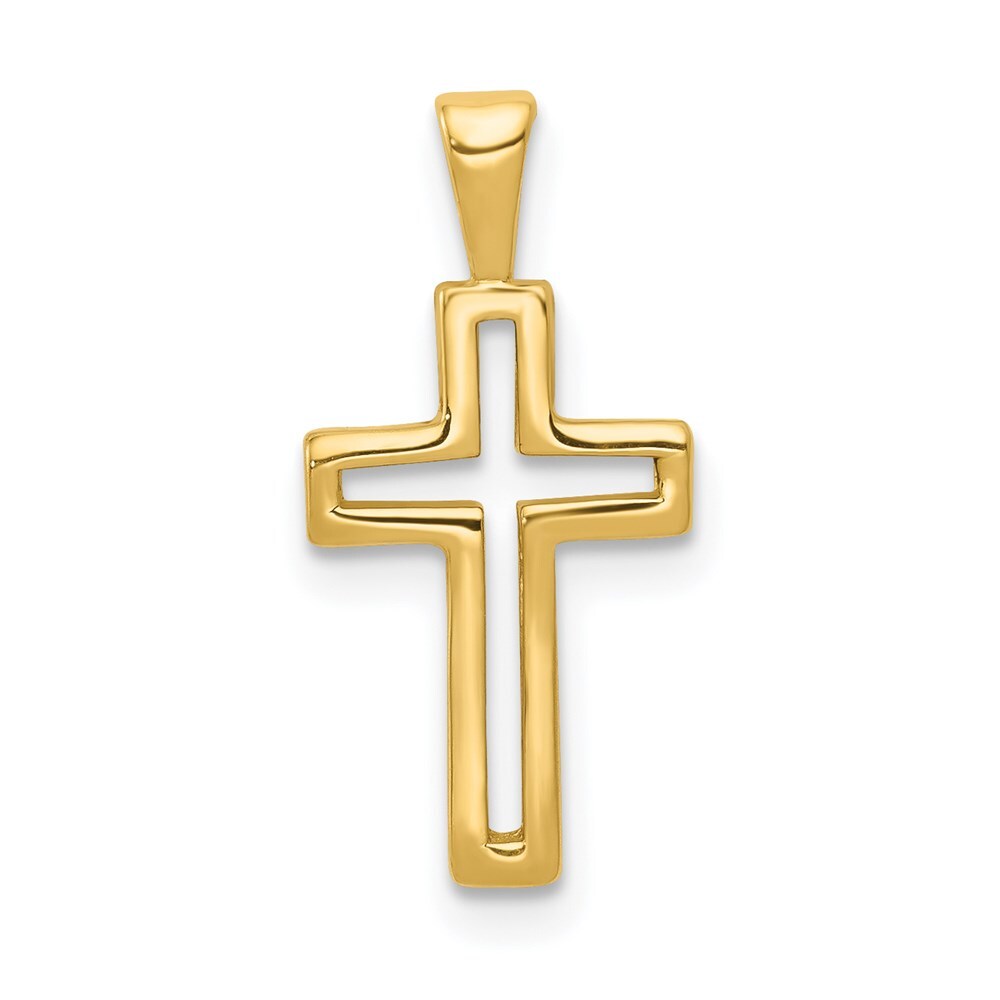 14k Yellow Gold Cross Charm Pendant for Women 0.69gm L-0.75 in,W-0.4 in