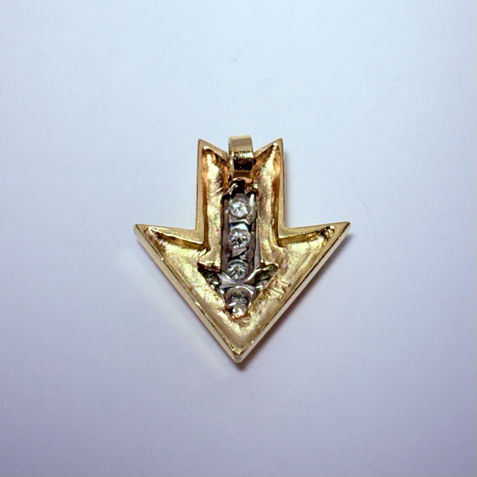 13K Two Tone Gold 0.09ctw Pavé Diamond Arrow 17mm Pendant 2.3g