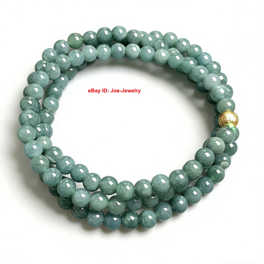 Natural Jadeite Green Jade 5.8mm Bead Necklace Grade A Jade Necklace 64cm