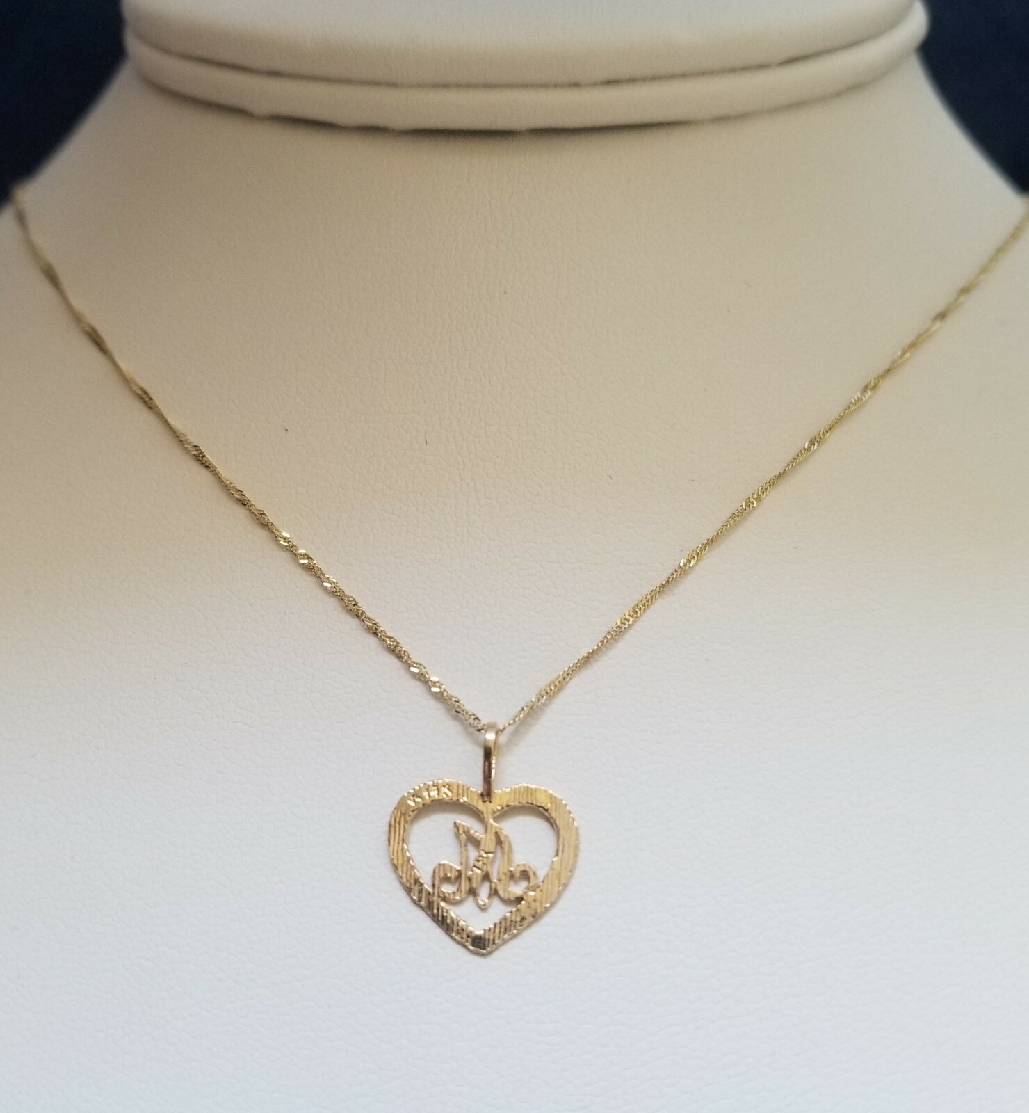 14K Solid Yellow Gold Heart Initial Letter Pendant – A-Z Alphabet Necklace Charm