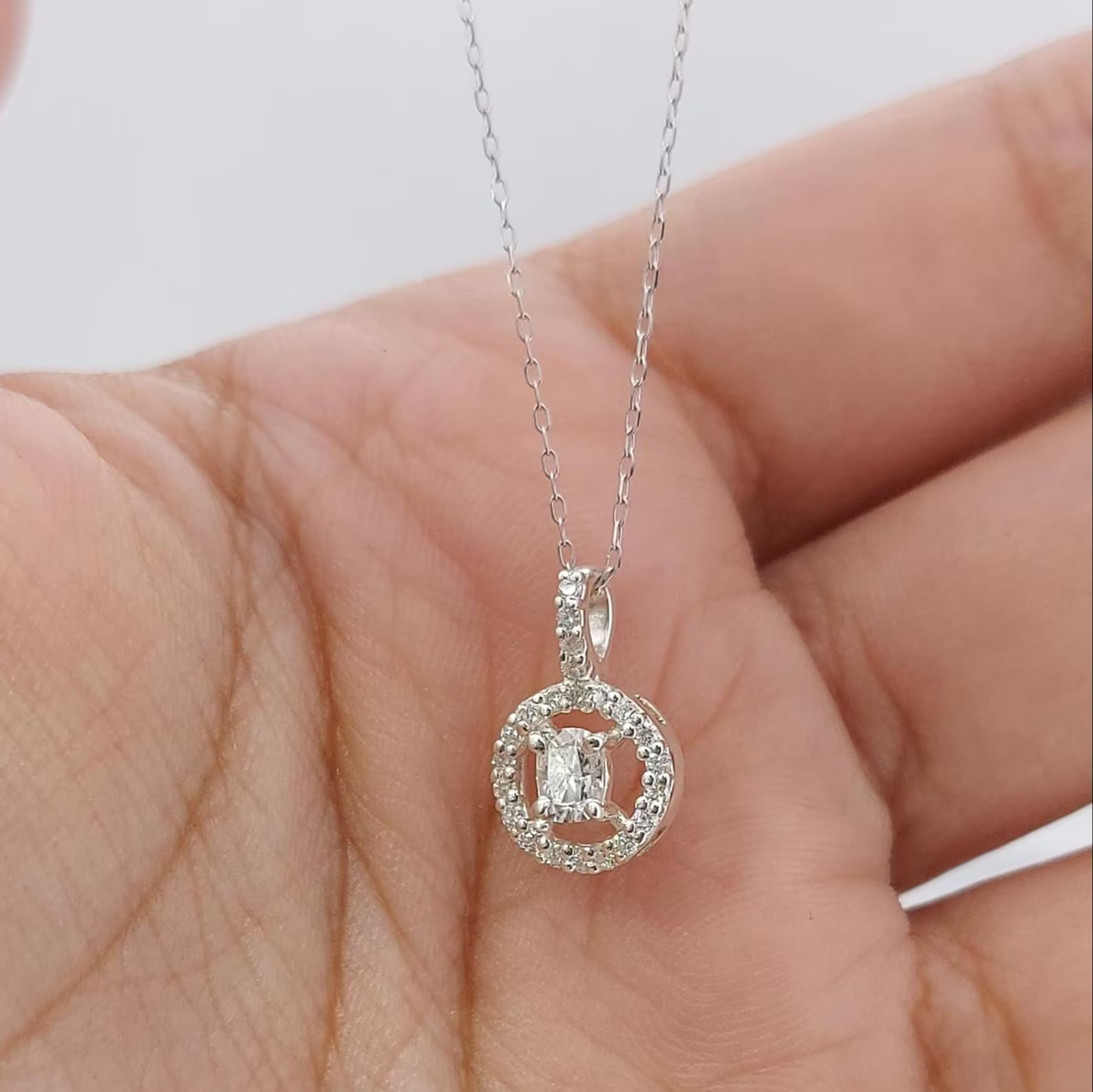 Natural Moissanite Pendant Cushion Cut 925 Sterling Silver Pendant Gift For Him