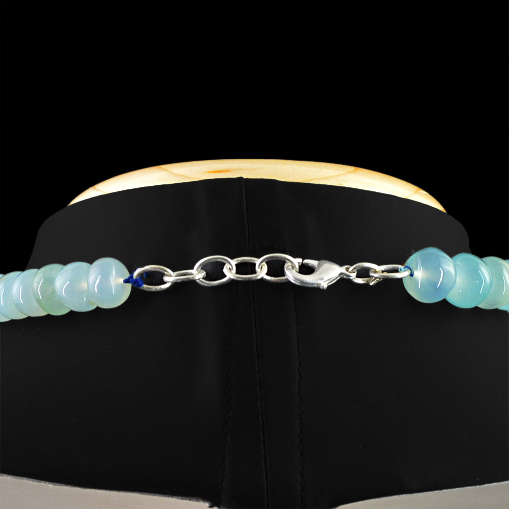 270.50 Cts Earth Mined Single Strand Blue Chalcedony Round Beads Necklace (RS)