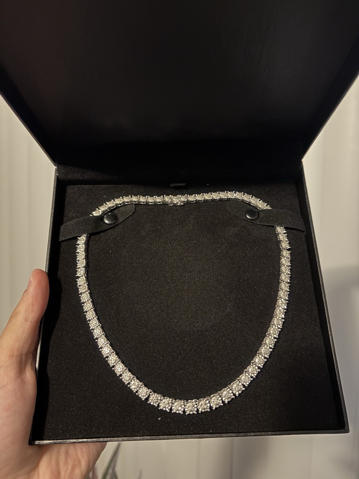 Multi-Diamond Tennis Necklace 1 ct tw Sterling Silver 17″