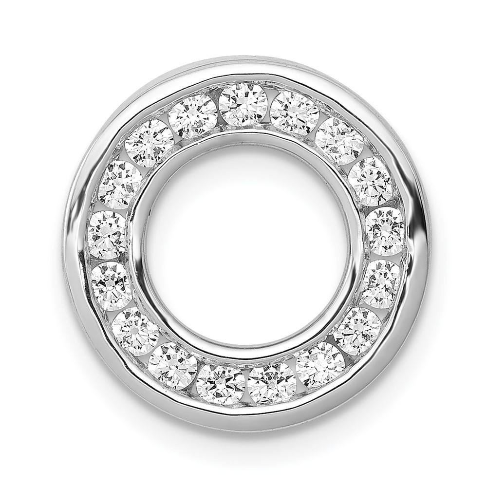 14k White Gold 1/2 Ct Round Cut Diamond Channel Set Circle Chain Slide Pendant