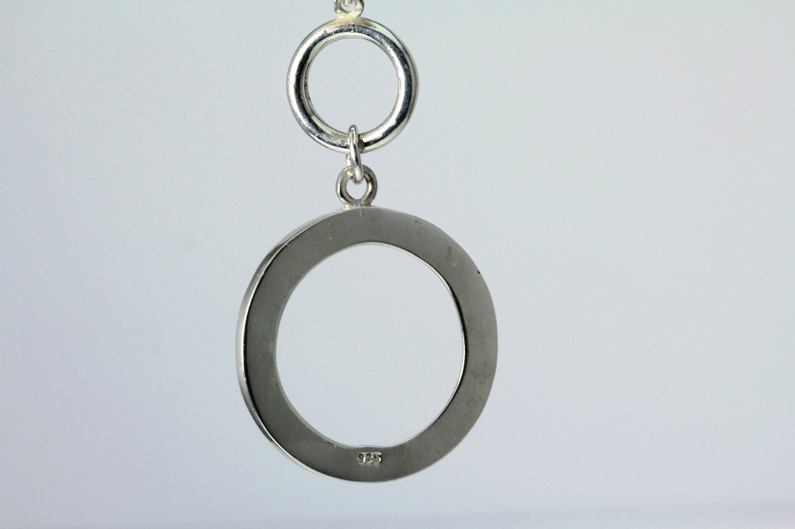 925 Sterling Silver Round Stone Setting Large Pendant 9.6 Grams (PEN3521)