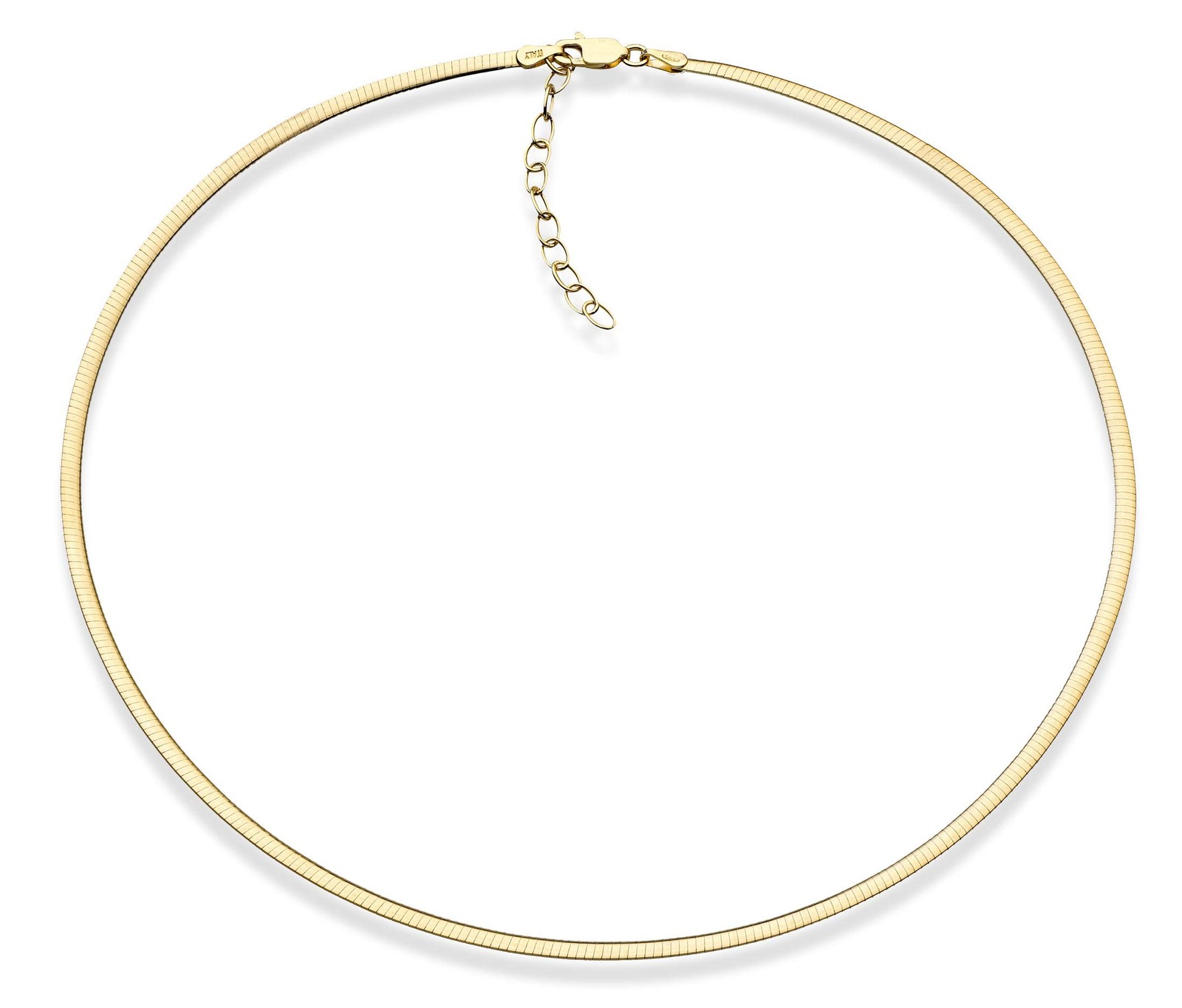 18K Gold Plated Sterling Silver Italian Omega Snake Chain Necklace For Women,