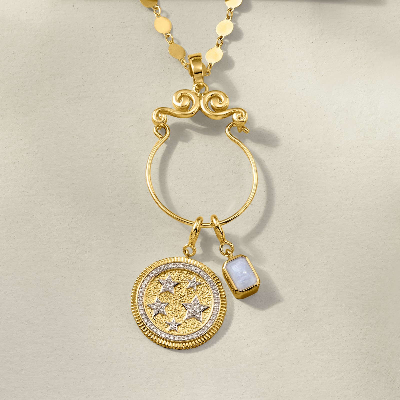 Ross-Simons 18kt Gold Over Sterling Scrolled Charm Holder Pendant
