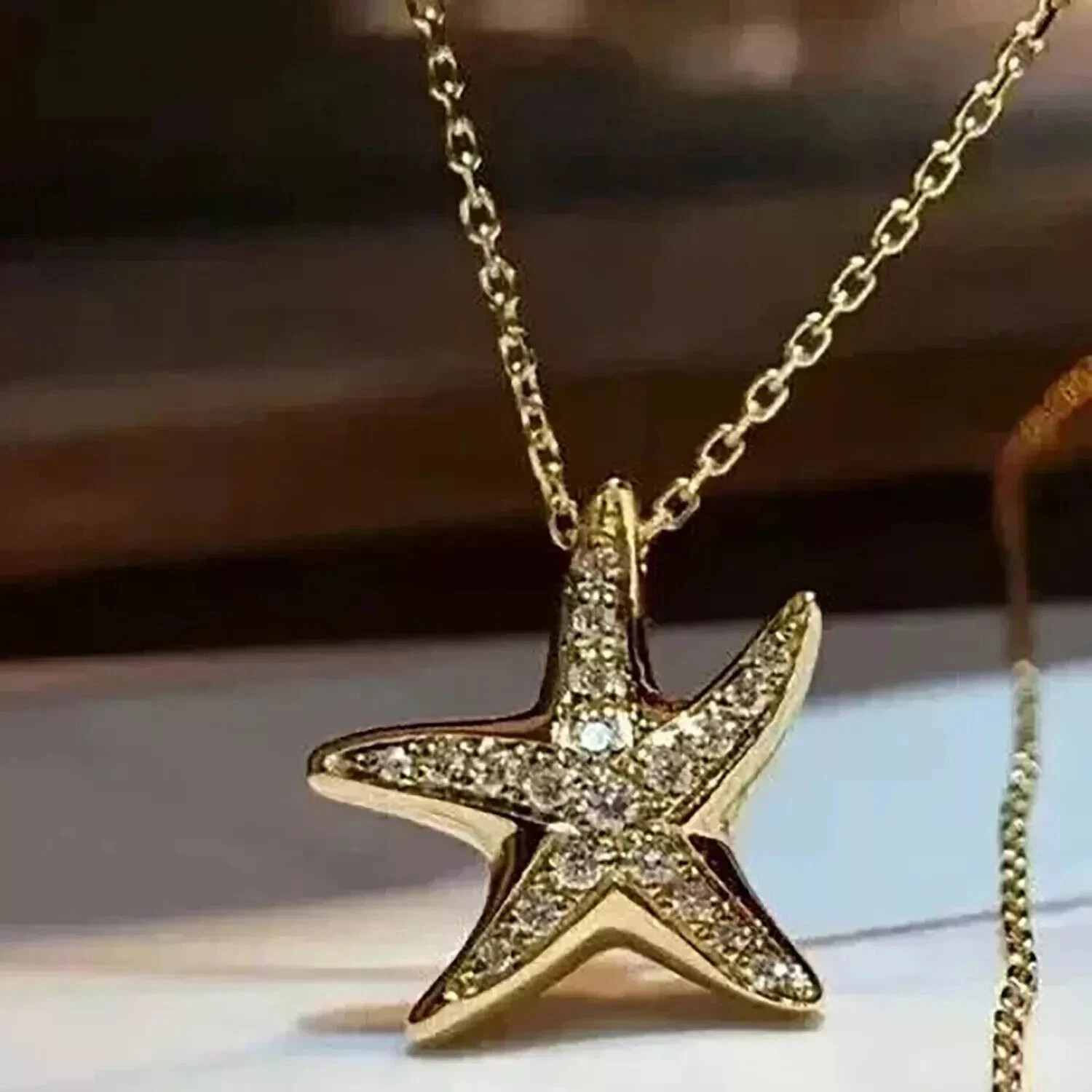2Ct Round Lab Created Diamond Women’s Star Shape Pendant 14K Yellow Gold Plated