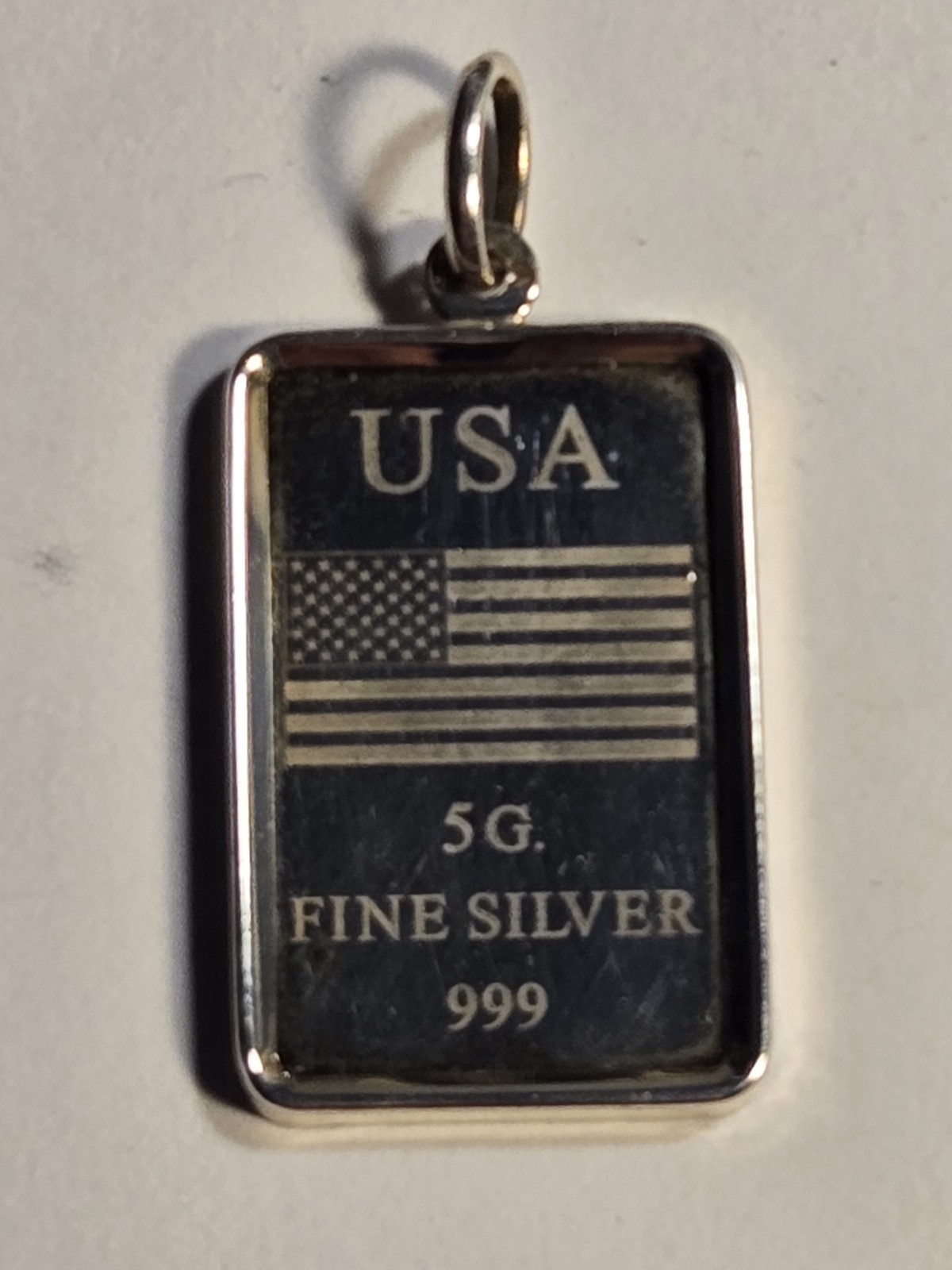 UNOAERRE USA FLAG 5g Fine Silver .999 Rectangle Ingot Pendant