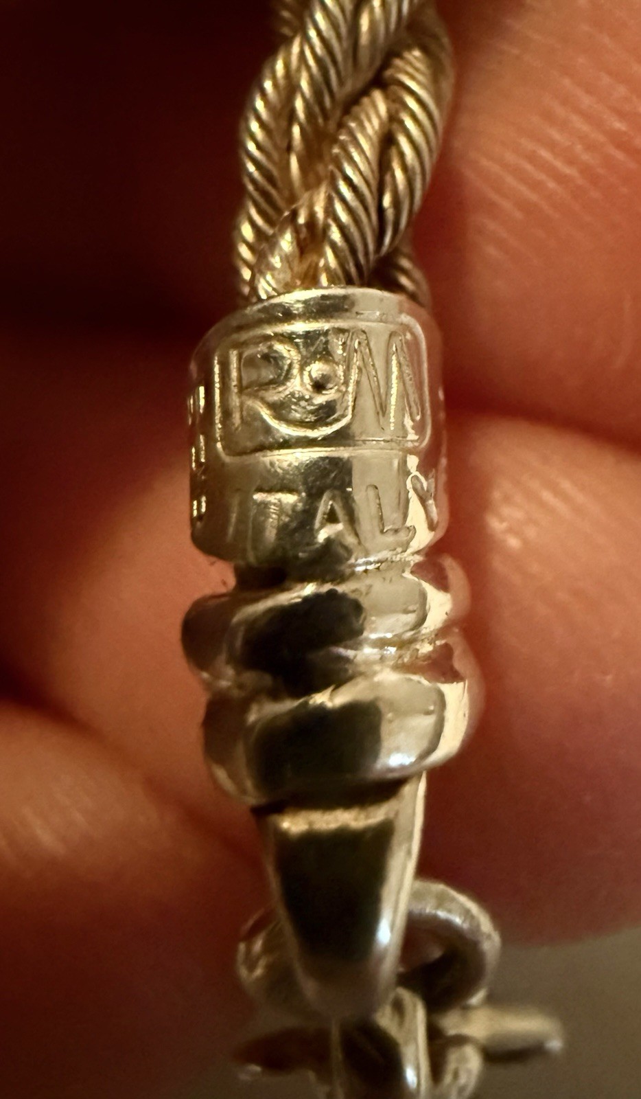 Vtg 18k Gold And 925 Silver Necklace -Made In Italy. 21 Grams