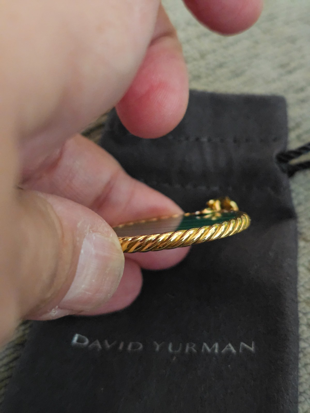 DAVID YURMAN 18K Gold & Malachite Elements Disc Pendant New Authentic