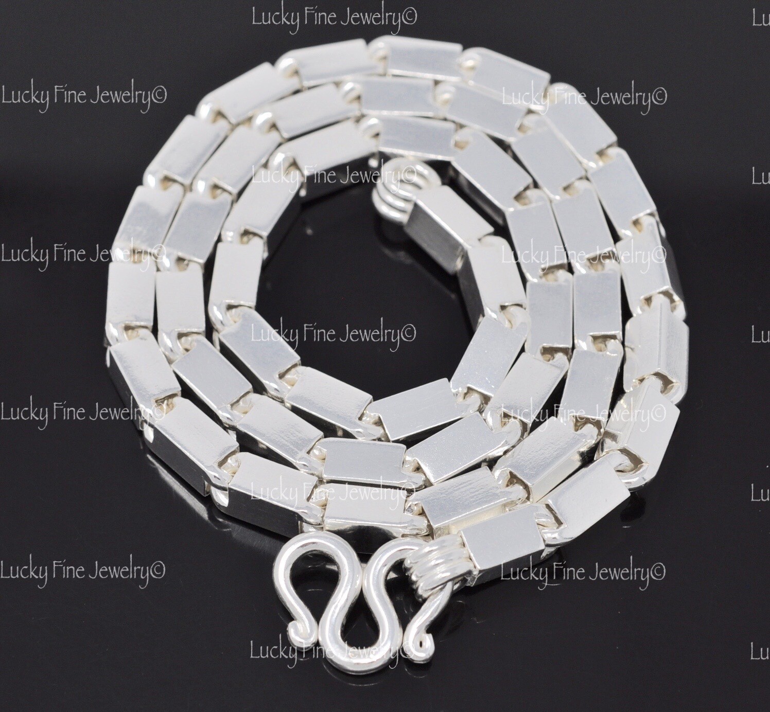 999 FINE silver Handmade Baht Box Chain Necklace Approx 115.00 Grams 24 inch
