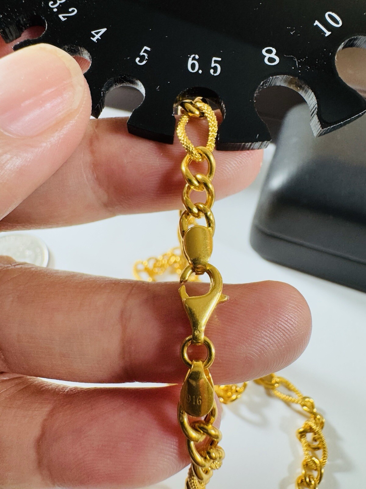 Solid 22K 916 Fine Yellow Dubai Real Gold 18” Long Coin Set Necklace 5.5mm 18.3g