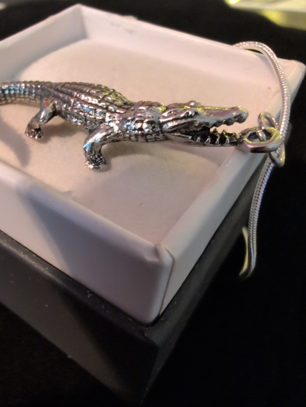 Thick Solid Sterling 925 Alligator Pendant Bayou Hunter Louisiana Ori. Cast 12G
