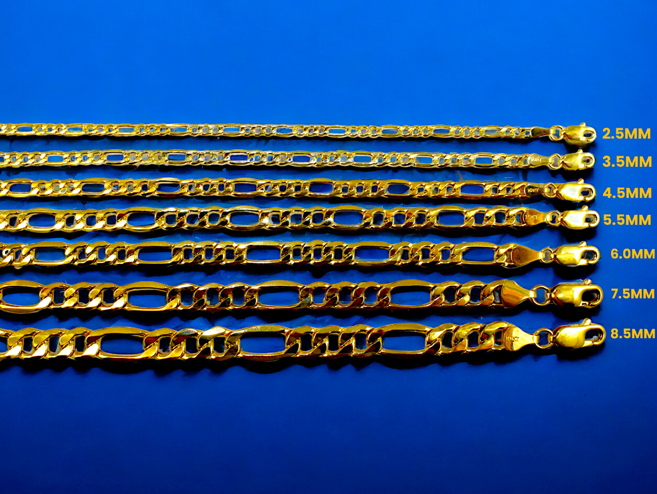 10K Yellow Gold Figaro Necklace Bracelet Chain Italian Real Gold 2mm-8mm 7″-30″