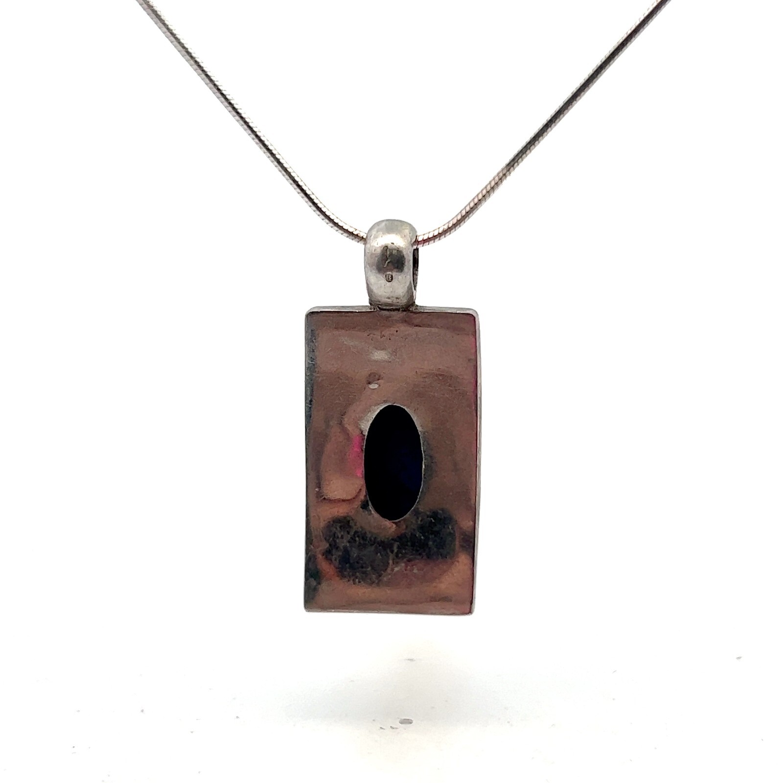 German .835 Silver Oval Blue Lapis Lazuli Pendant Necklace 