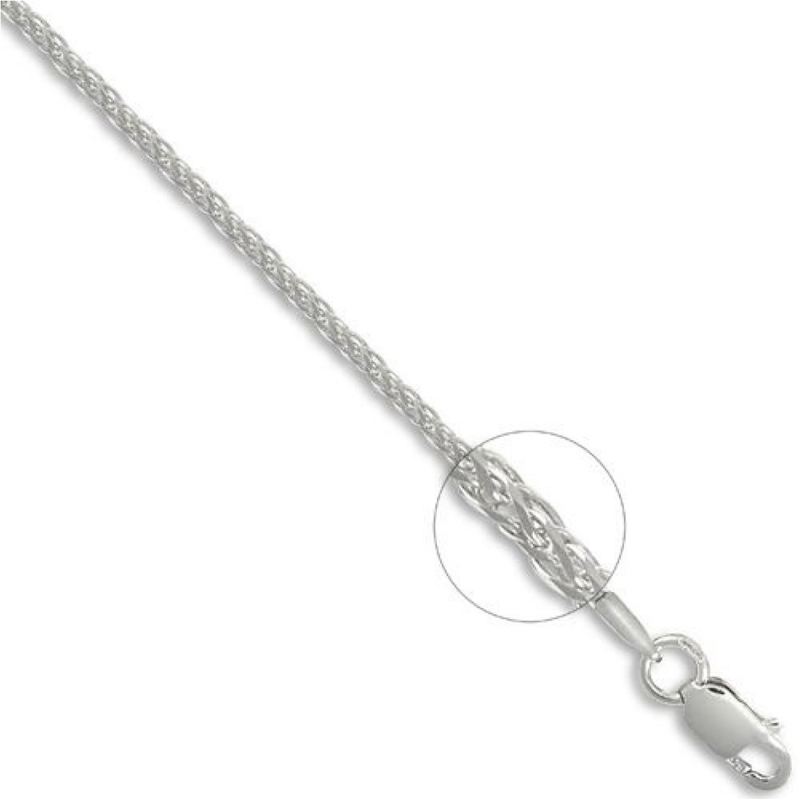 9ct Solid White Gold Spiga Necklace Length 18 Inches / 45cm (A057A)