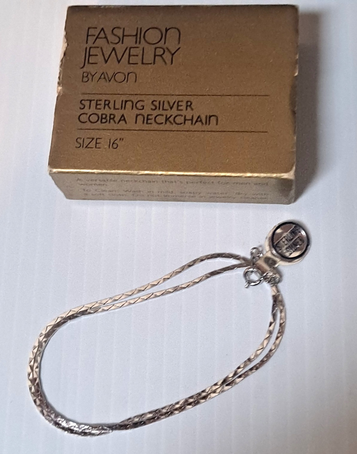 Avon Sterling Silver Neck Chain 16” Cobra Neckchain Fashion Jewelry Vintage NOS
