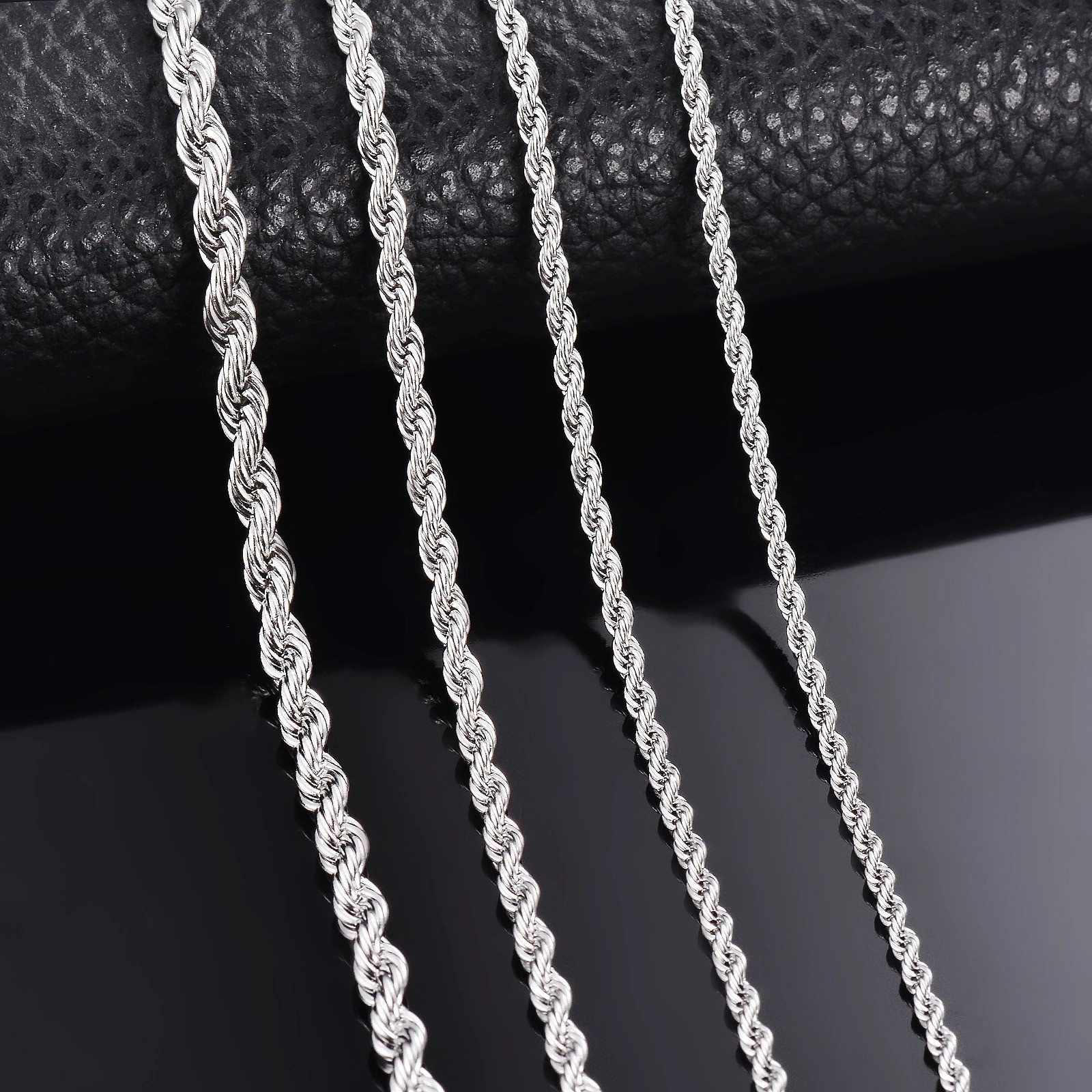 2mm/3mm/4mm/5mm 3 Colors Rope Twist Chain Necklace Width 40-80cm unisex Jewelry