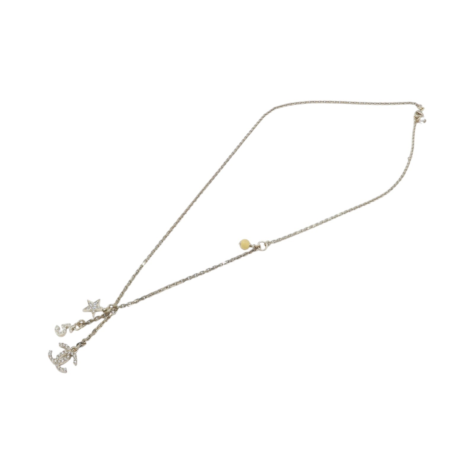 CHANEL CC No.5 Star Pendant Nacklace C22/S Metal Gold