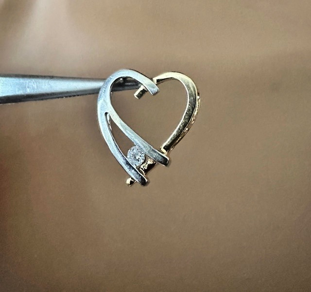 Estate 14K Multi-Tone Gold Diamond “Heart” Pendant