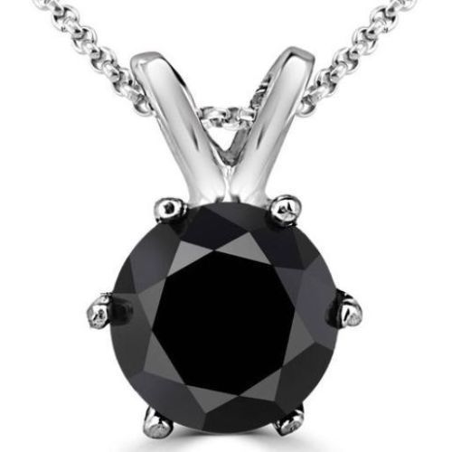 6.00 Ct Black Diamond Pendent In 925 Sterling Silver Certified ! Birthday Gift