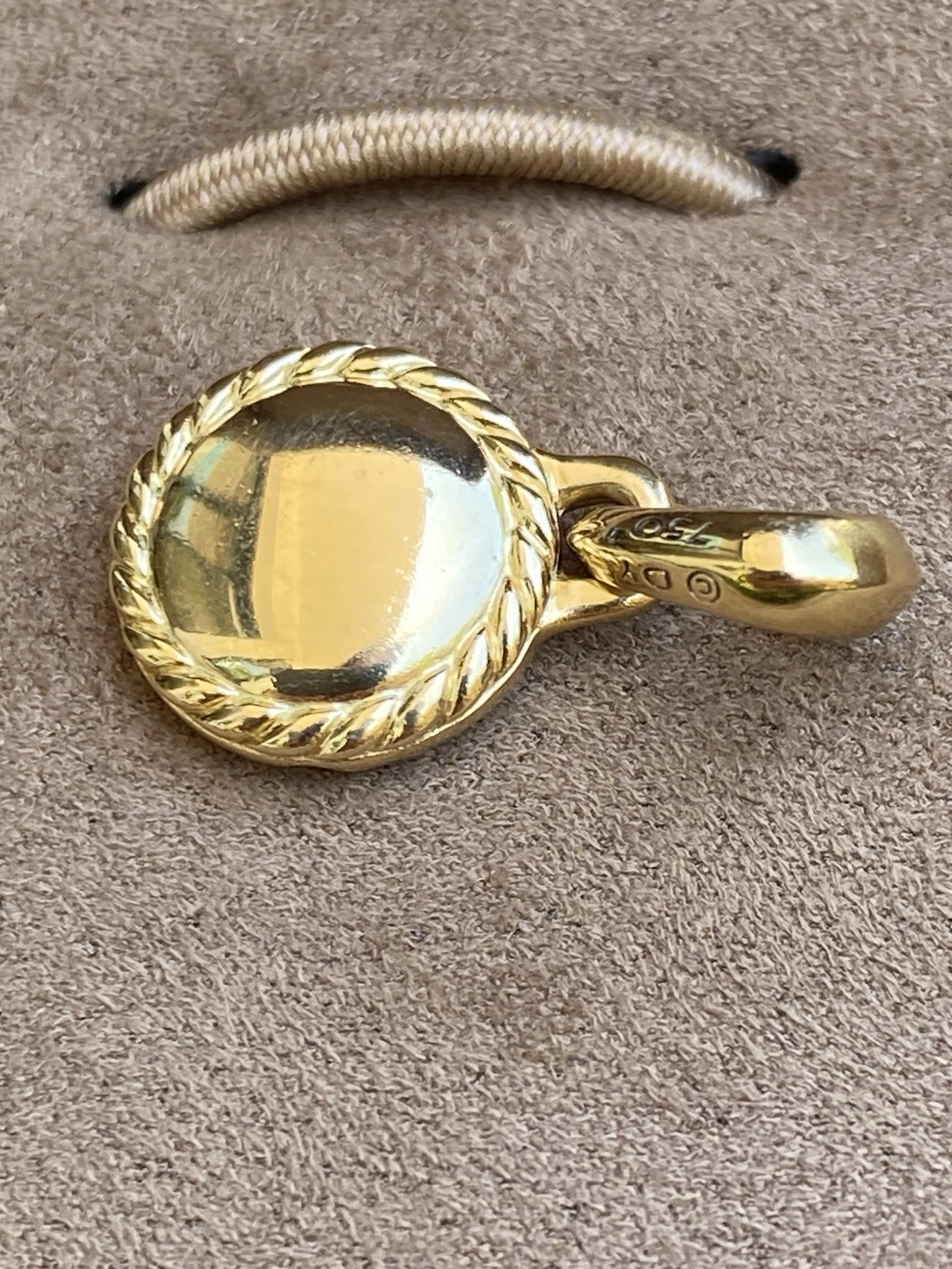 David Yurman 18K Gold Emerald Evil Eye Pendant Amulet Enhancer $2100+