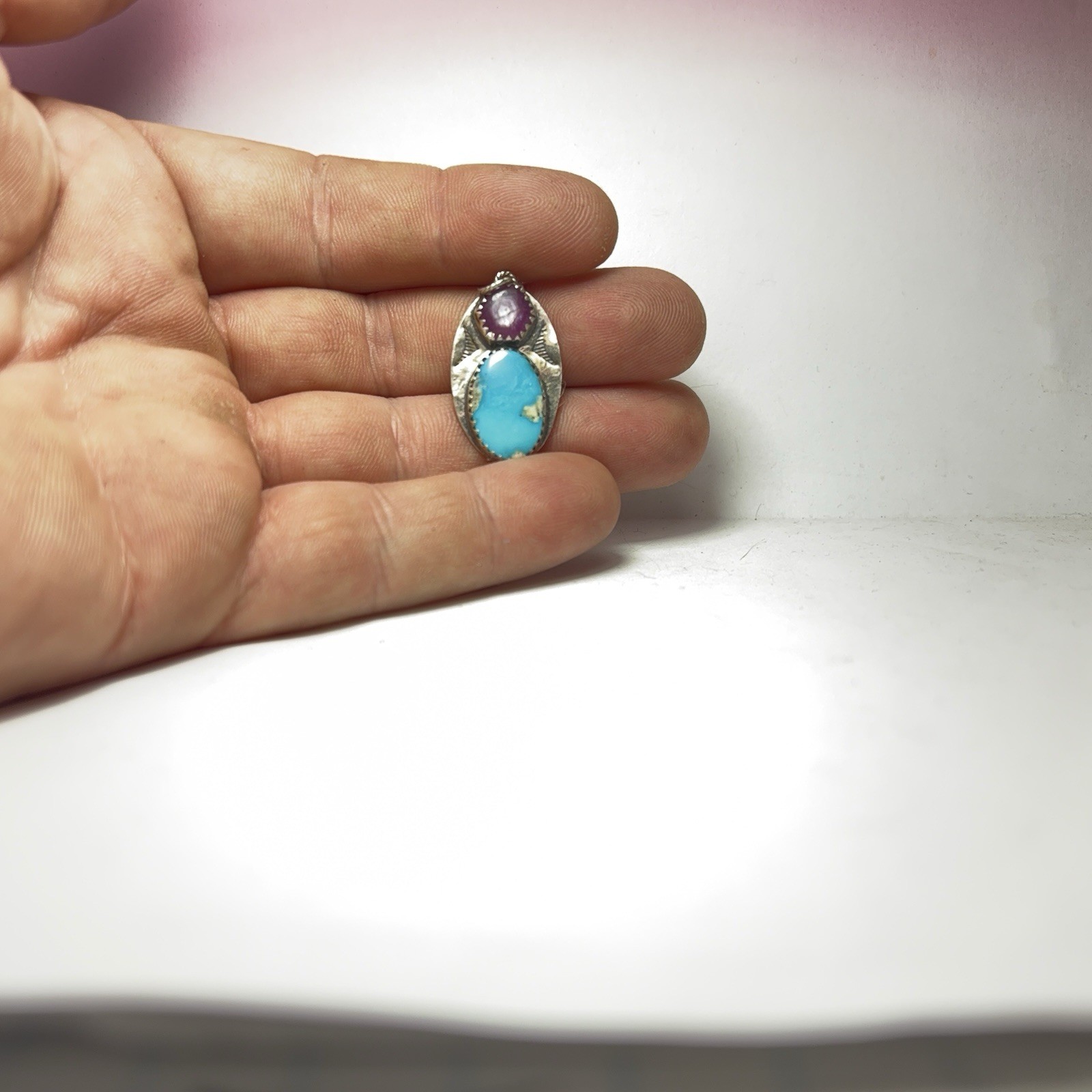 16 Ct Tw Natural Morenci, Arizona Turquoise & Ruby Sterling Silver Gem Pendant