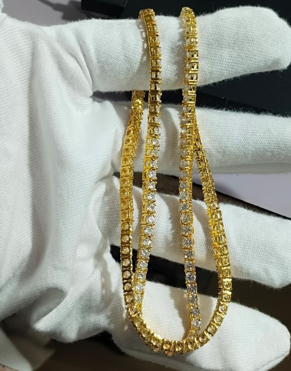 15Ct Round Cut Lab Created Diamond Gorgeous Necklace 14K Yellow Gold Plated 18′