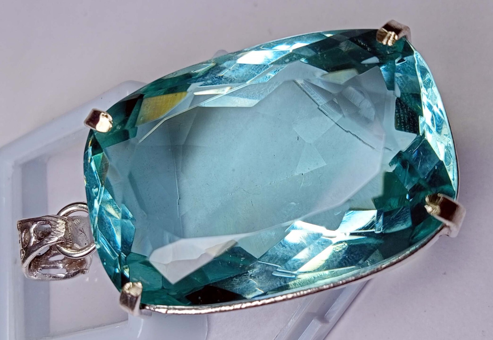 Water Blue Certified Cushion Cut Pendant Topaz 110.00 Ct Natural Gemstone PD016
