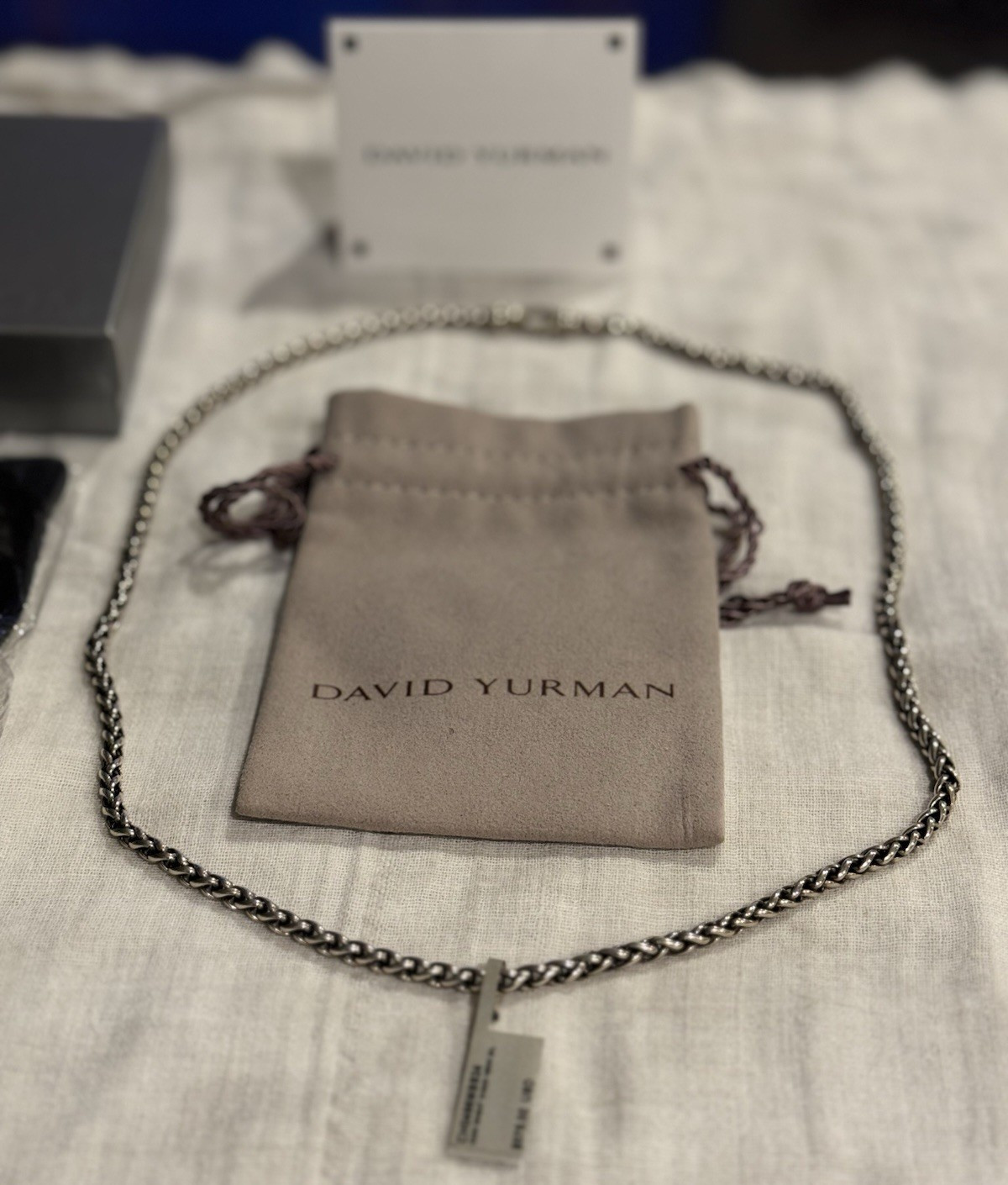 David Yurman Signed 925 Sterling Silver Cable Chain Necklace 24in CH0466MSS24