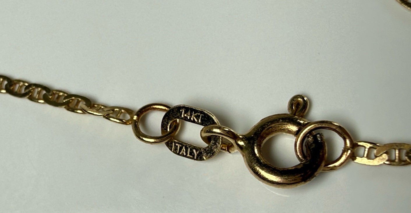 14K Yellow Gold 1.47mm Mariner Link Chain Necklace 24” 2.62g Dainty Petite Small