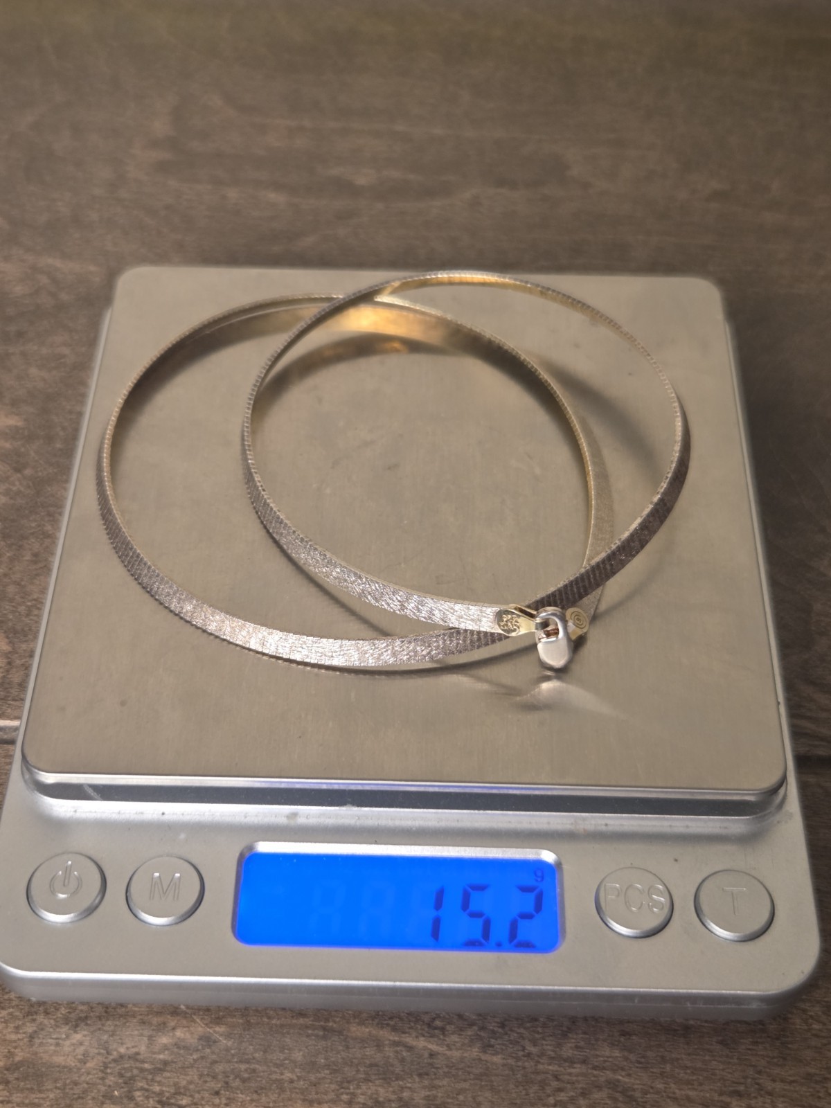 ITALY STERLING SILVER REVERSIBLE HERRINGBONE NECKLACE SILVER ONE SIDE GOLD OTHER