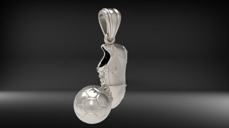 Soccer Ball & Boot Pendant 999 Fine Silver